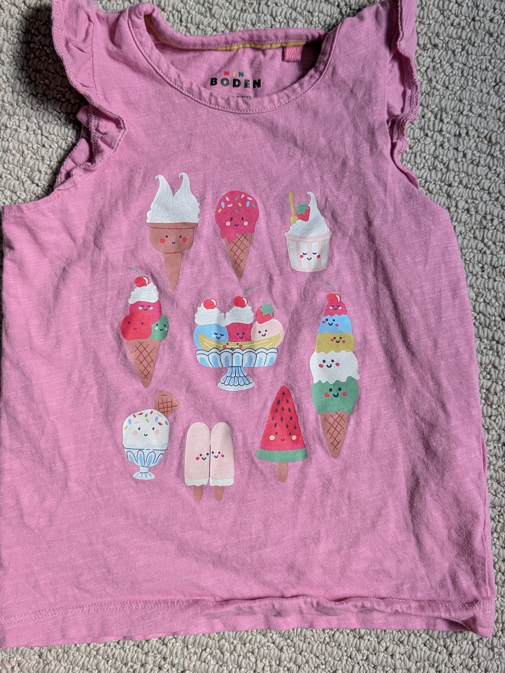 Mini Boden Pink Ice Cream Graphic Tank Top